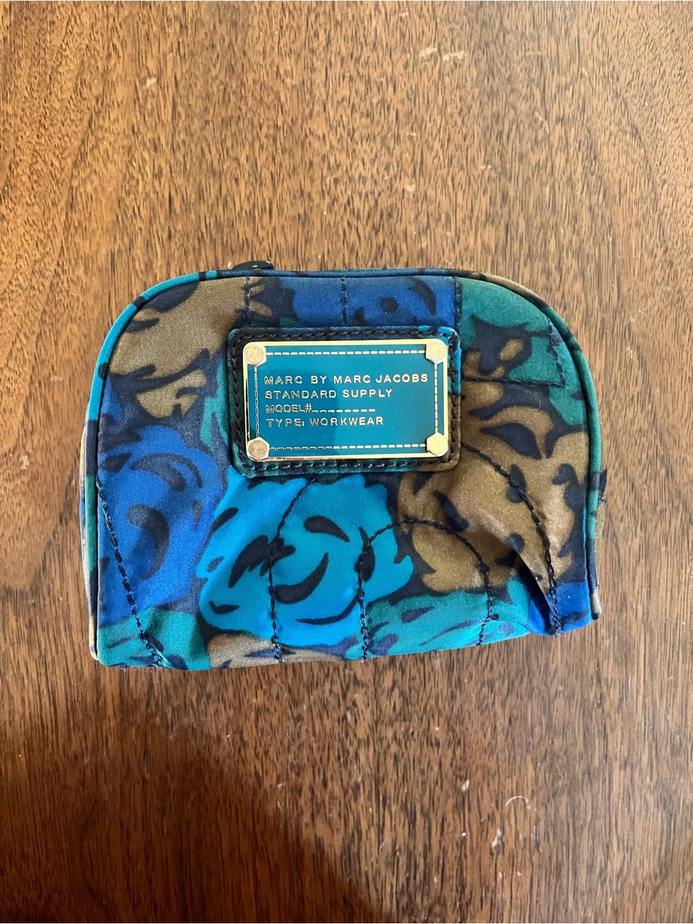 Marc by Marc Jacobs Teal Blue Green Floral Quilted Coin Pouch